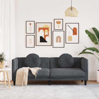 3-Sitzer Sofa Dunkelgrau Samt – Bequeme Couch für Wohnzimmer