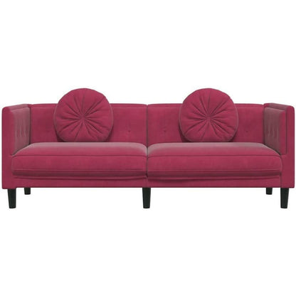 Modernes 3-Sitzer Sofa mit Samtbezug in Weinrot