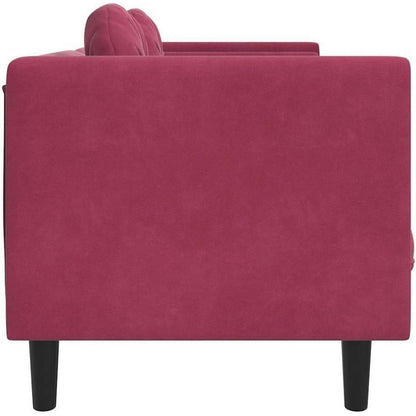 Modernes 3-Sitzer Sofa mit Samtbezug in Weinrot