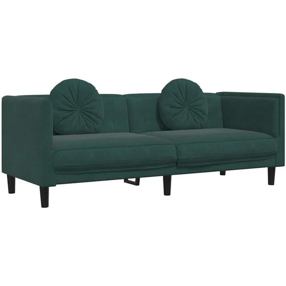 Modernes 3-Sitzer Sofa Dunkelgrün Samt mit Kissen