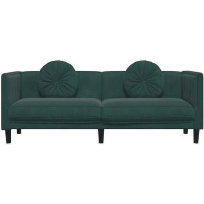 Modernes 3-Sitzer Sofa Dunkelgrün Samt mit Kissen