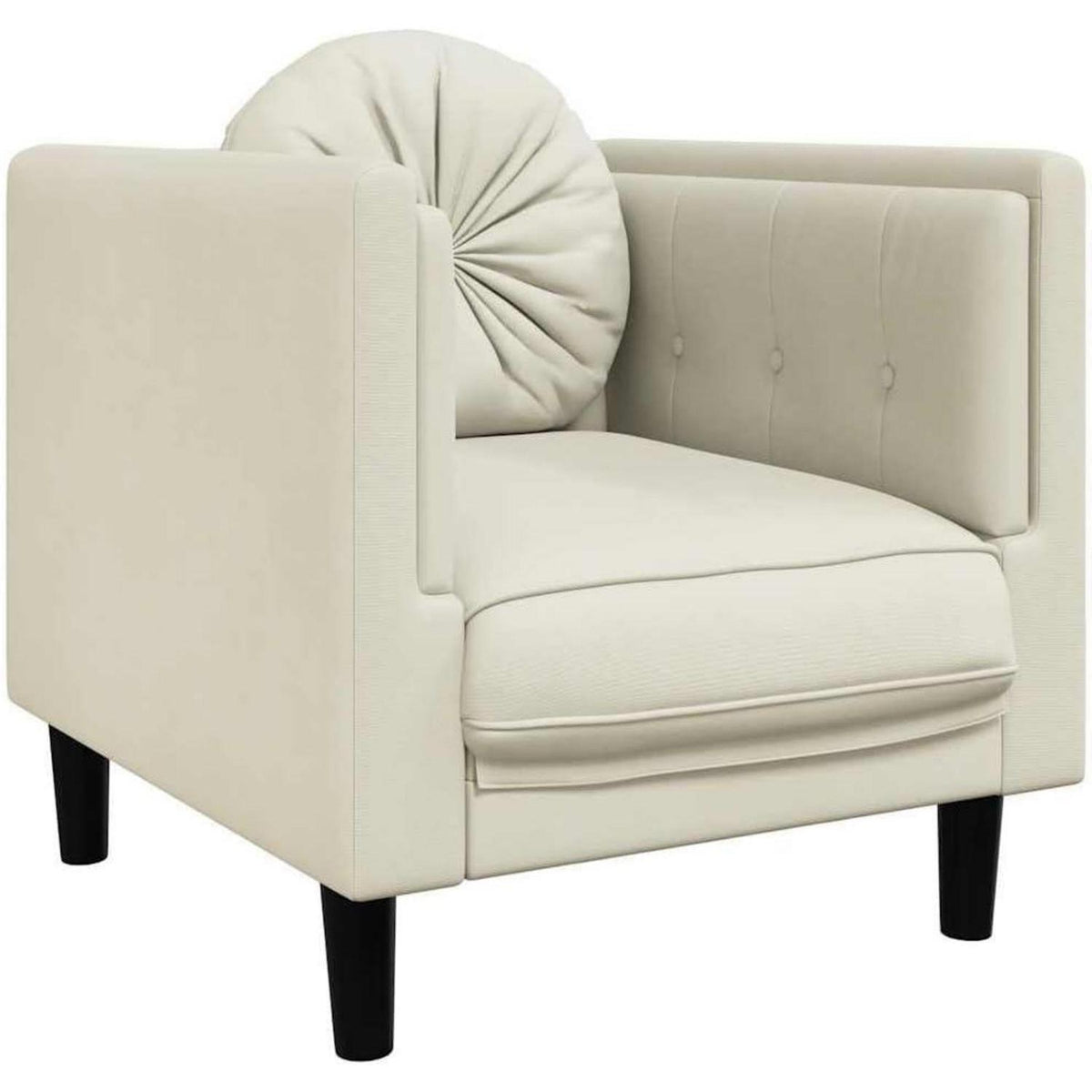 Samt Sofa mit Kissen – Modernes Wohnzimmer Sofa Creme