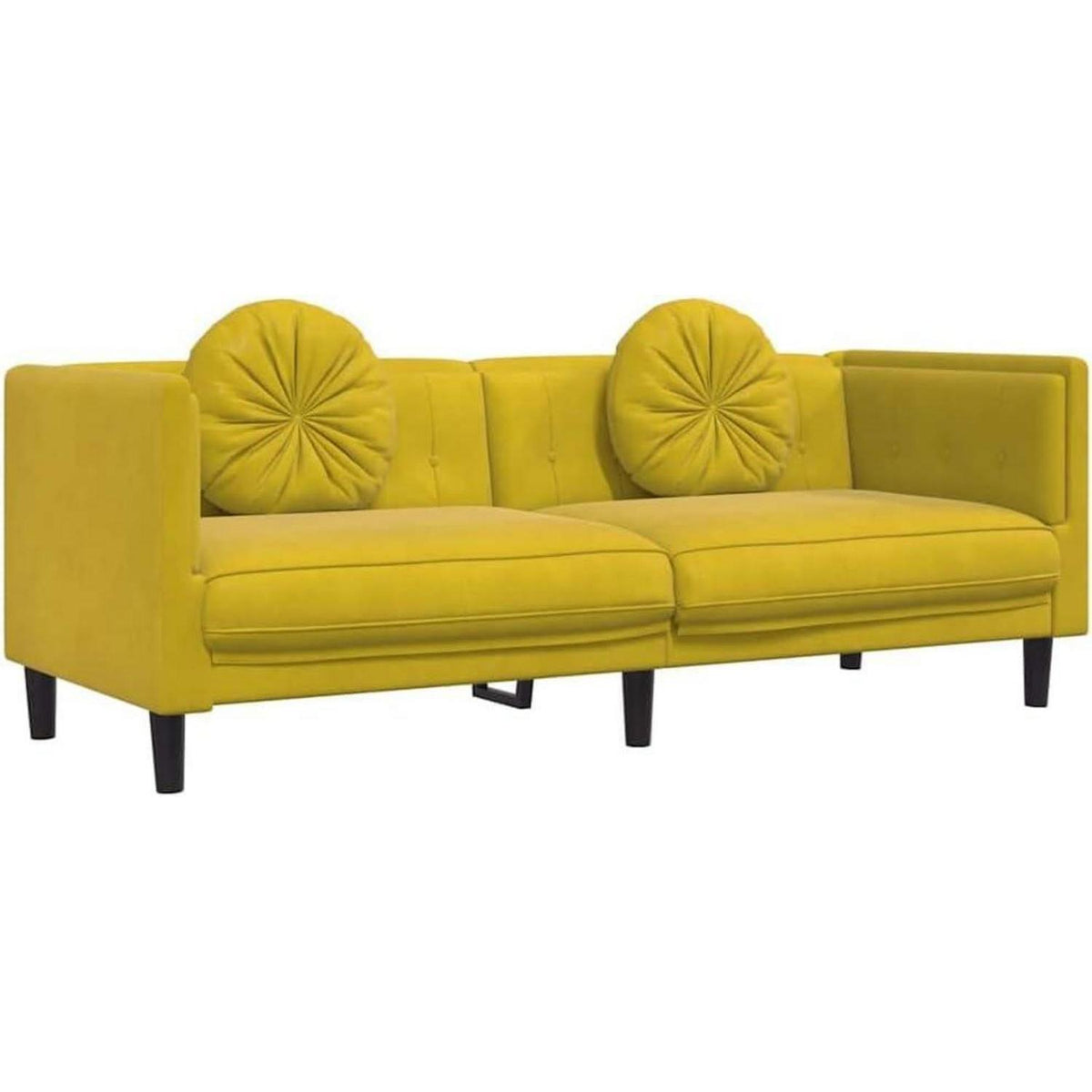 Modernes 3-Sitzer Sofa mit Samtbezug in Gelb