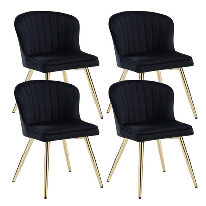 Samt Küchenstühle 4er Set – Moderne Esszimmerstühle Schwarz