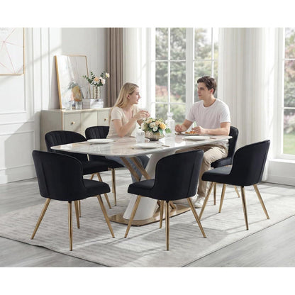 Samt Küchenstühle 4er Set – Moderne Esszimmerstühle Schwarz