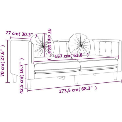 Modernes 2-Sitzer Sofa Schwarz Samt mit Kissen