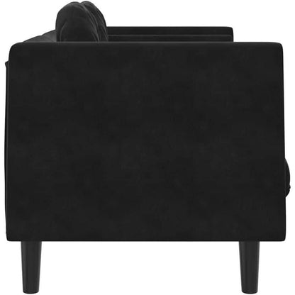 Modernes 2-Sitzer Sofa Schwarz Samt mit Kissen