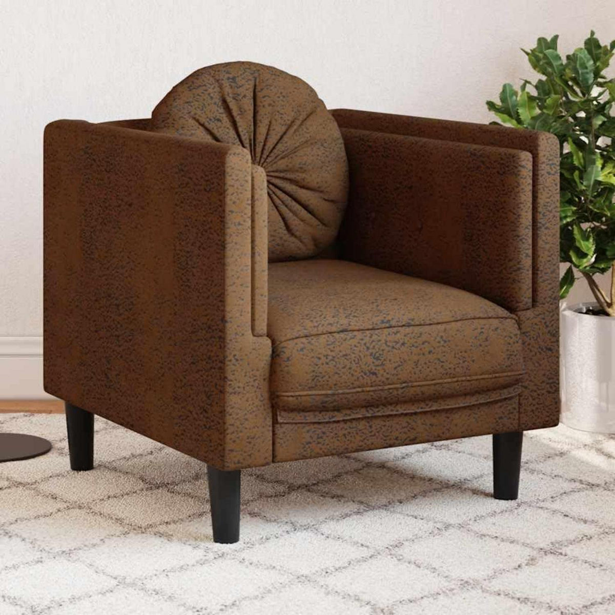 Bequemes Wohnzimmer Sofa mit Kunstleder & Kissen, Braun