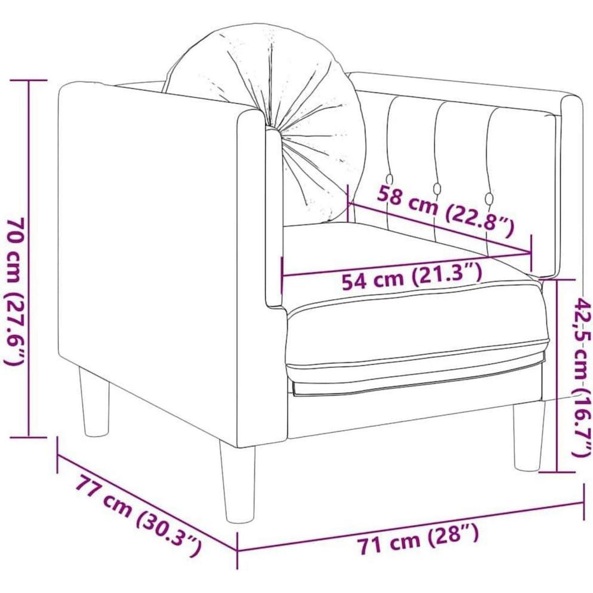 Bequemes Wohnzimmer Sofa mit Kunstleder & Kissen, Braun