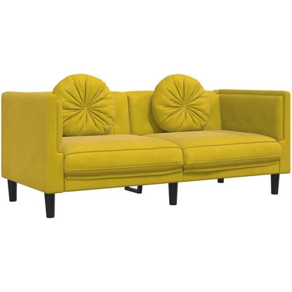 2-Sitzer Sofa Gelb Samt – Bequeme Couch für Wohnzimmer
