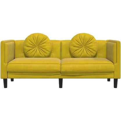 2-Sitzer Sofa Gelb Samt – Bequeme Couch für Wohnzimmer