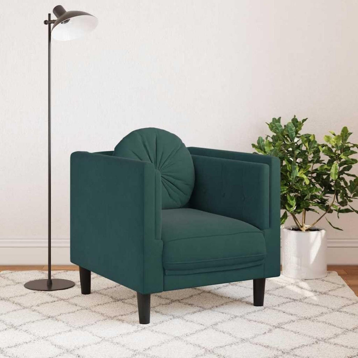 Gepolstertes Samtsofa Dunkelgrün – Modernes Wohnzimmer Sofa