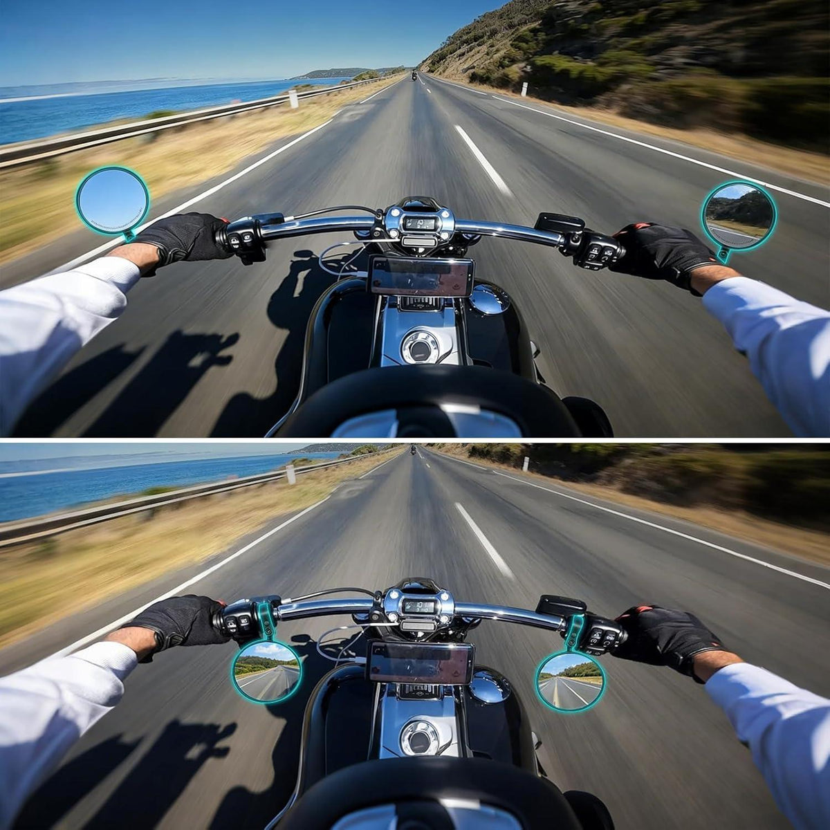 Motorrad Spiegel E-Geprüft, 360° Drehbar, Schwarz