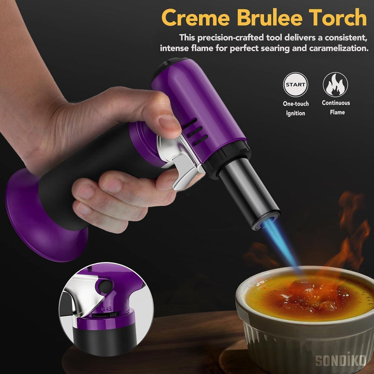Nachfüllbarer Lötbrenner mit Brennstoffanzeige und einstellbarer Flamme