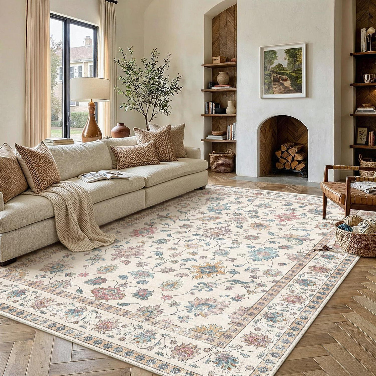 Waschbarer Teppich Wohnzimmer 200x300cm – Vintage Design & Rutschfest