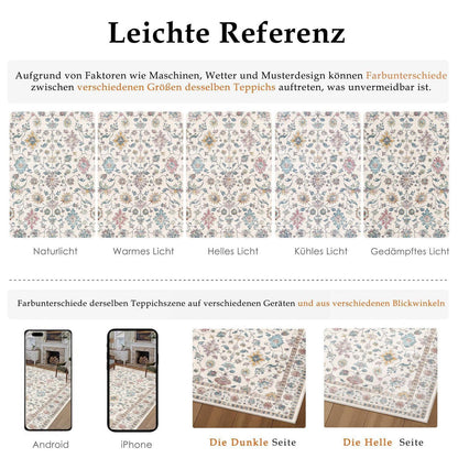 Waschbarer Teppich Wohnzimmer 200x300cm – Vintage Design & Rutschfest