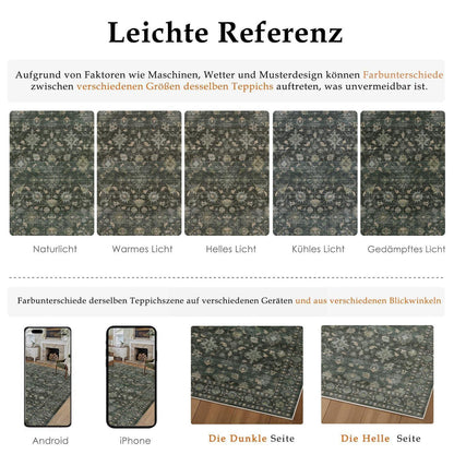 Vintage Teppich Grün 60x240cm - Waschbar & Rutschfest