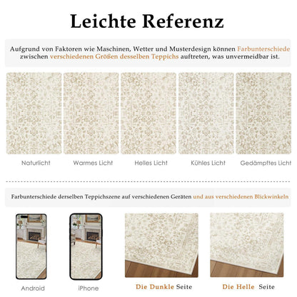 Beiger Wohnteppich 160x230cm – Waschbar & Rutschfest