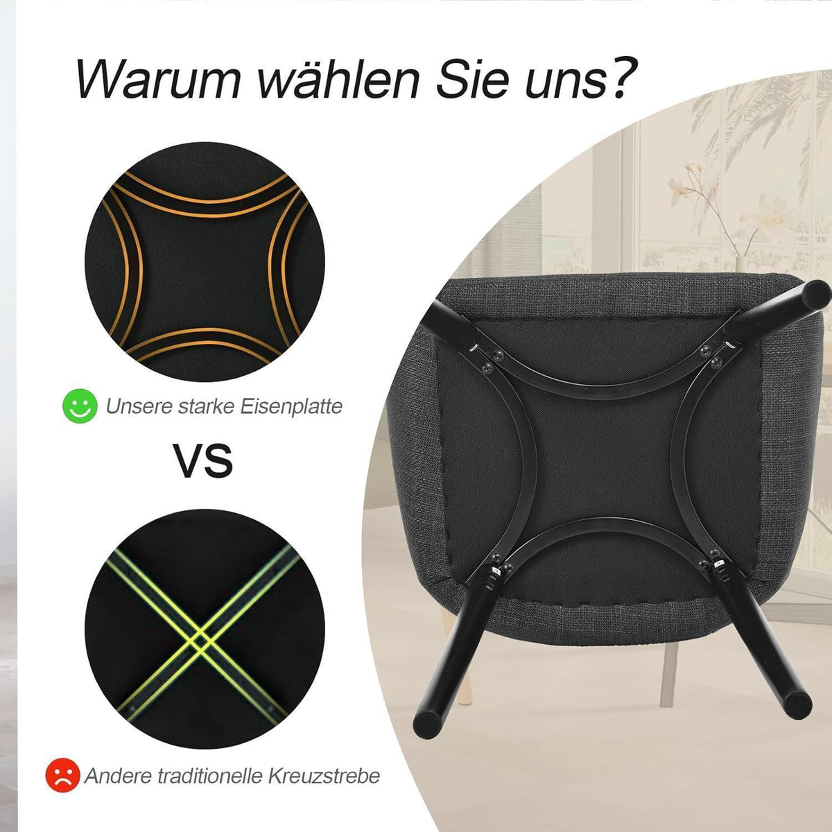 Esszimmerstühle Set 4er mit Armlehne & Samt dunkelgrau