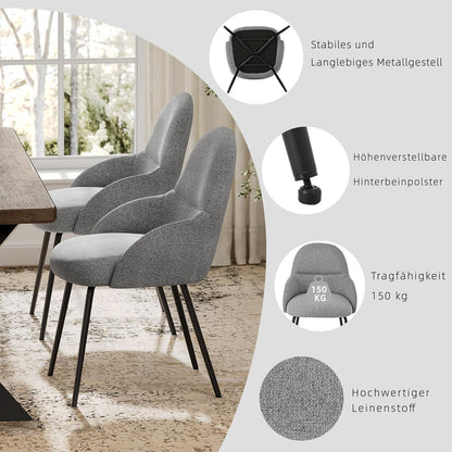 Esszimmerstühle 6er Set mit Armlehne – Hellgrau & Modern