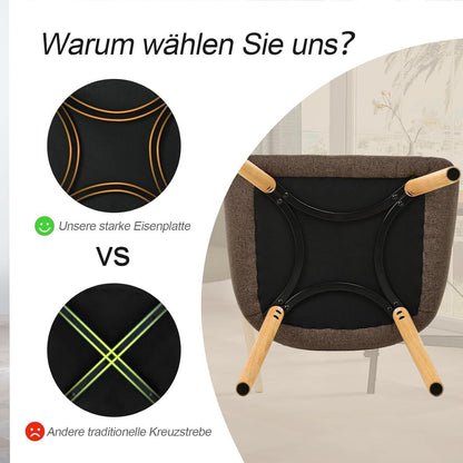 Esszimmerstühle Set 2 beige Holzbeine mit Armlehne