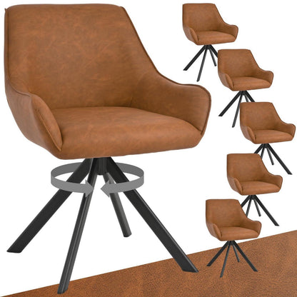 Drehbarer Esszimmerstuhl 6er Set mit Armlehne – Braun