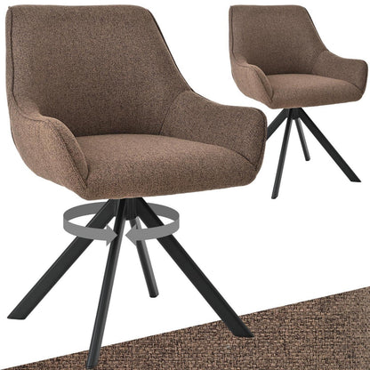 Drehbarer Esszimmerstuhl Set 2x mit Armlehne – Braun