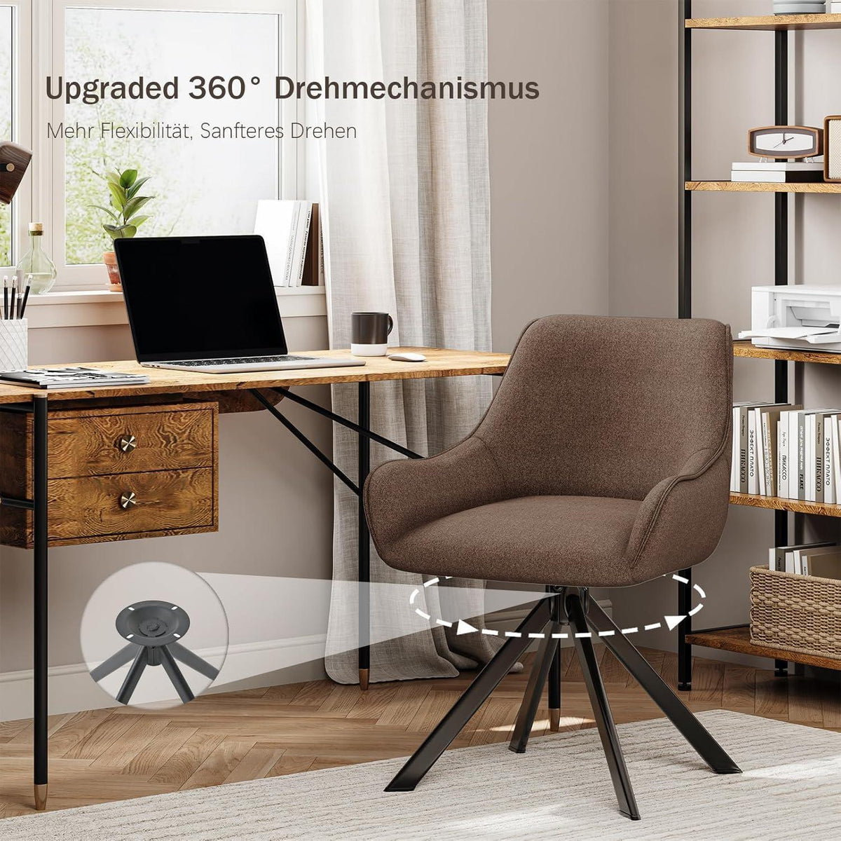 Drehbarer Esszimmerstuhl Set 2x mit Armlehne – Braun