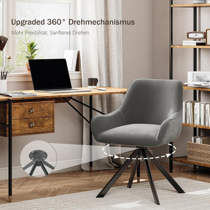 Drehbarer Esszimmerstuhl Set 4er – Samt, Hellgrau, Modern