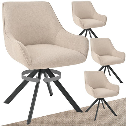 Drehbarer Esszimmerstuhl Set 4er – Beige, Modern & Komfortabel