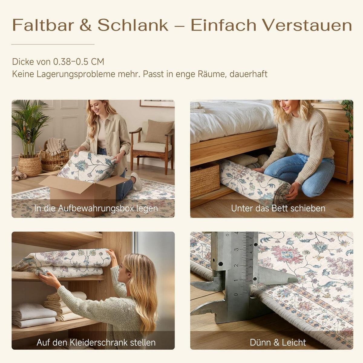 Vintage Läufer Teppich 60x180cm - Waschbar & Rutschfest