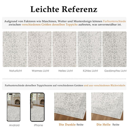 Grauer Vintage Teppich 150x210cm – Wohnzimmerteppich Kurzflor