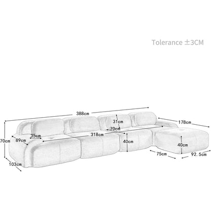 L-förmiges Sofa mit Cordstoff – Grau, 4-Sitzer + Hocker