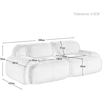 2-Sitzer Sofa Cord Stoff Beige – Wohnzimmer Couch