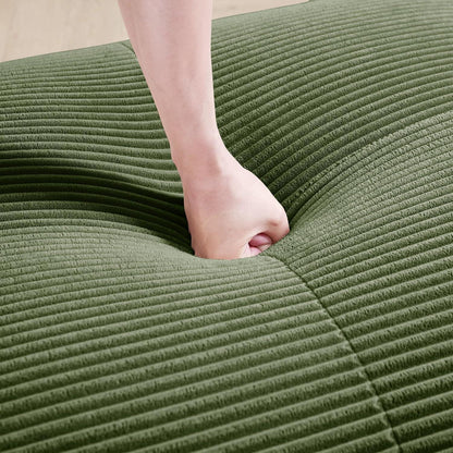 Modulares 2-3 Sitzer Cord Sofa Grün mit Hocker