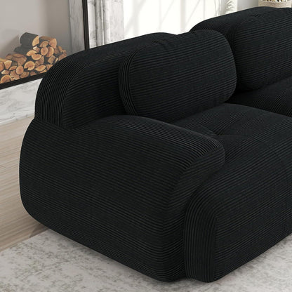 4-Sitzer Cord Sofa Schwarz – Modernes Wohnzimmer Sofa