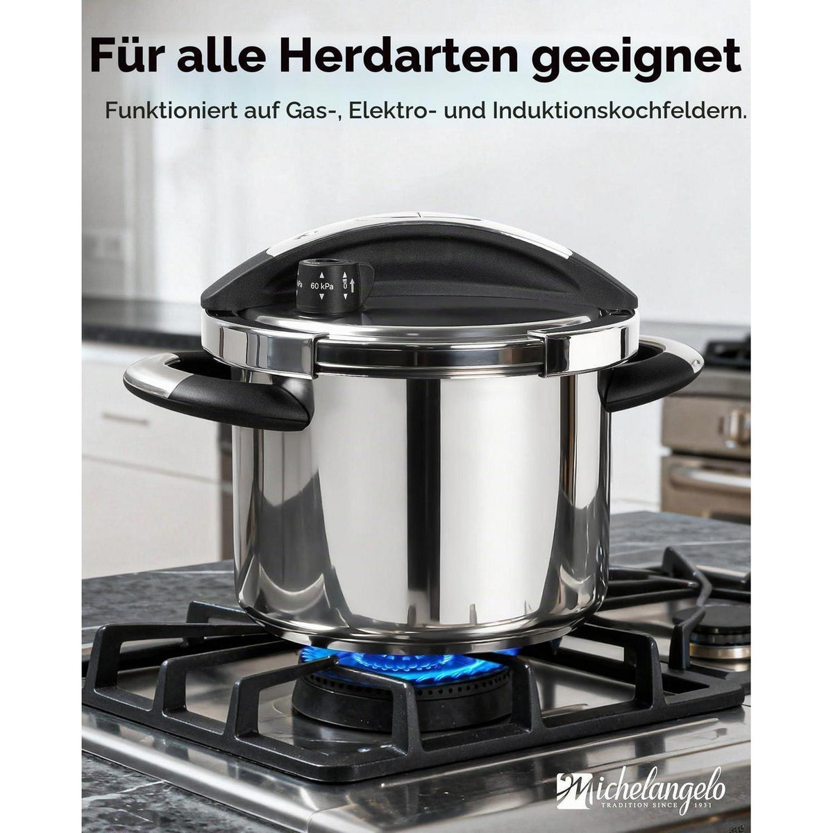 6L Edelstahl Schnellkochtopf 3-in-1 für Induktion