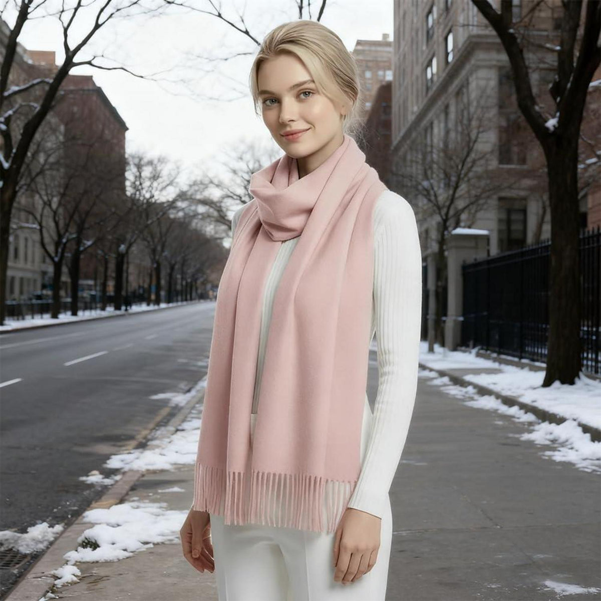 Wollschal Damen Kuschelweich 200x70cm Hell-Pink
