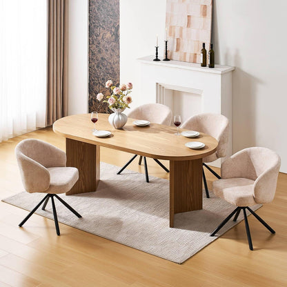 Drehbarer Esszimmerstuhl mit Samtbezug, Beige
