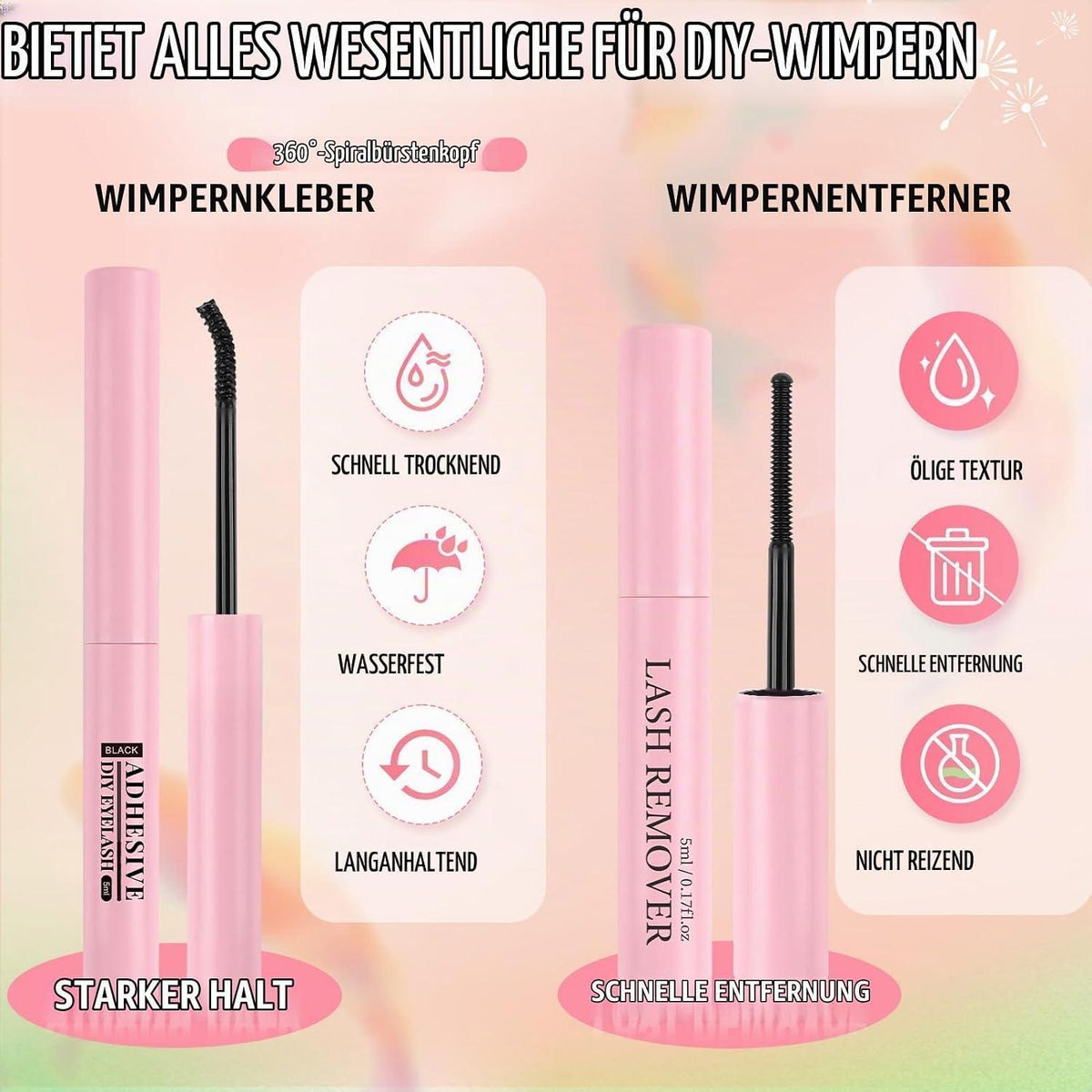 Wimpern Extensions Kit 580 St. | 10-16mm | Kleber & Entferner