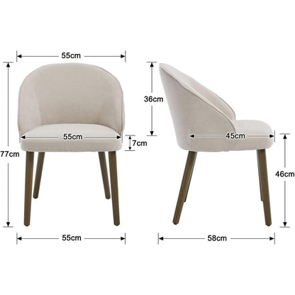 Moderne Esszimmerstühle Set 4 – Beige Polsterstühle mit Holzbeinen