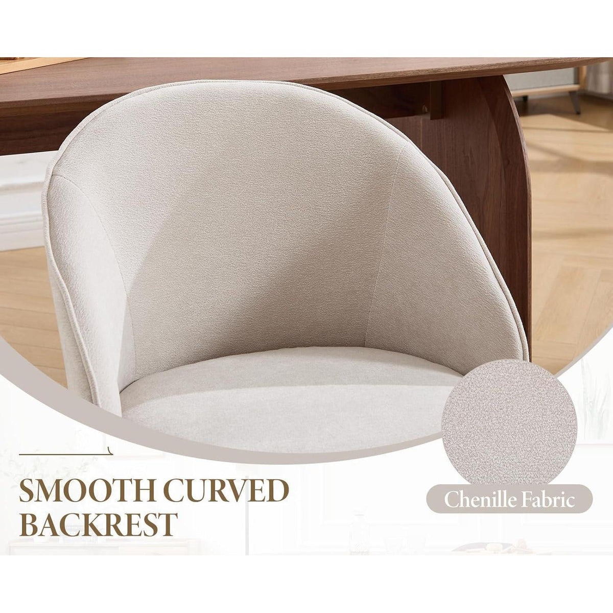 Moderne Esszimmerstühle Set 4 – Beige Polsterstühle mit Holzbeinen