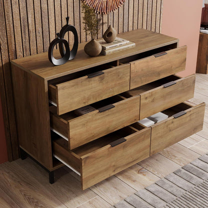 Sideboard Holz mit 6 Schubladen – Kommode für Schlafzimmer & Wohnzimmer