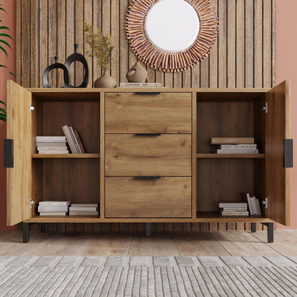 Kommode Holz 2 Türen 3 Schubladen – Sideboard Industrie Stil
