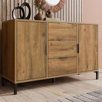 Kommode Holz 2 Türen 3 Schubladen – Sideboard Industrie Stil