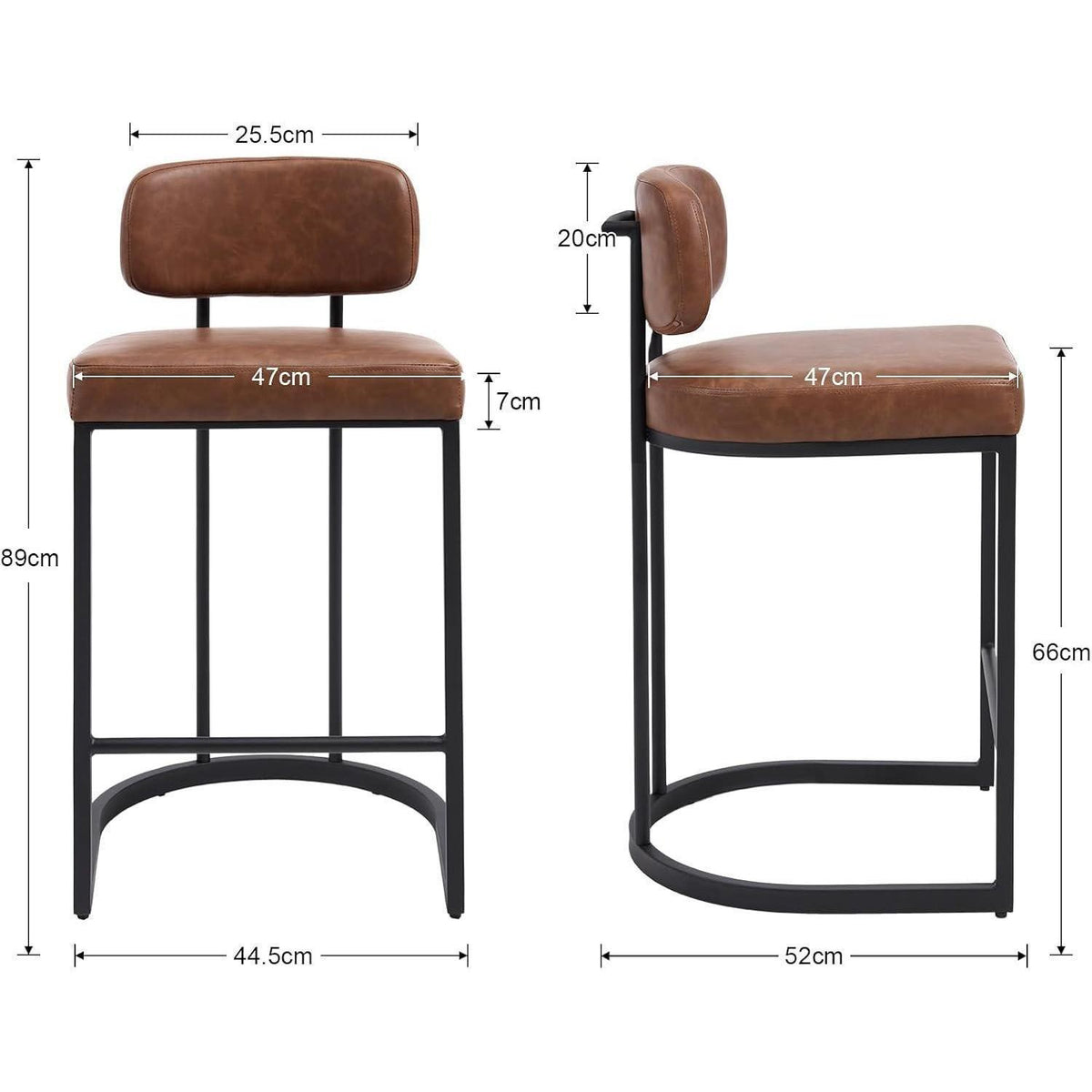 Moderner Barhocker 4er Set in Lederoptik & Metallfuß