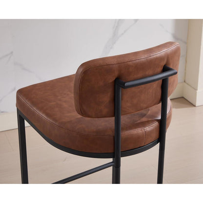 Moderner Barhocker 4er Set in Lederoptik & Metallfuß