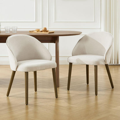 Moderne Esszimmerstühle 2er Set – Beige Polsterstühle mit Holzbeinen