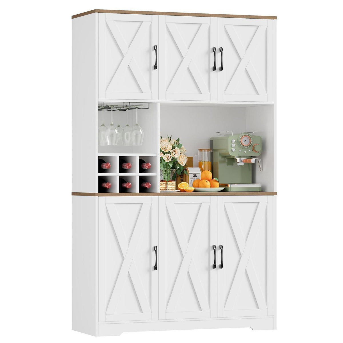 Küchenschrank Weiß 106x180 cm | Buffetschrank mit 6 Türen