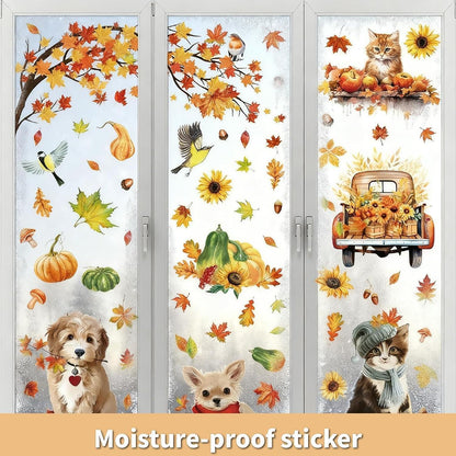 9x Herbst Fensterbilder – Süße Tiere & Herbstmotive